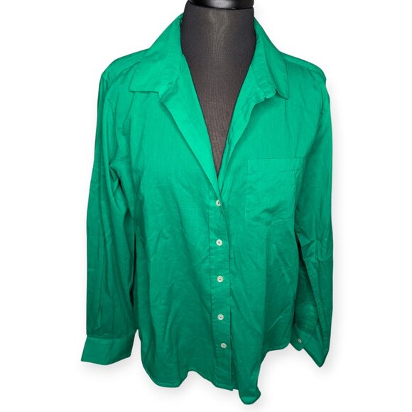 Sigrid Olsen Chic Green Collared Button Front Long Sleeve Shirt Size Medium - Picture 1 of 14